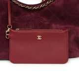 Chanel Small CC Cabas Hobo Bag Burgundy Suede Gold Hardware - Thumbnail View 7