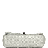 Pre-owned Chanel Small "Eyelets" Flap Bag Silver Metallic Perforated Calfskin Ruthenium Hardware - Thumbnail View 6