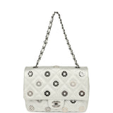 Pre-owned Chanel Small "Eyelets" Flap Bag Silver Metallic Perforated Calfskin Ruthenium Hardware - Thumbnail View 7