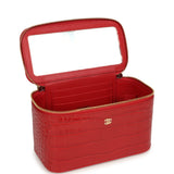 Chanel Small Top Handle Vanity Case Dark Red Croc Embossed Calfskin Gold Hardware - Thumbnail View 8