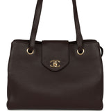 Chanel Small Shopping Tote Dark Brown Grained Calfskin Gold Hardware - Thumbnail View 1