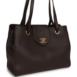 Chanel Small Shopping Tote Dark Brown Grained Calfskin Gold Hardware - Thumbnail View 2