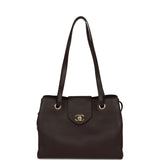 Chanel Small Shopping Tote Dark Brown Grained Calfskin Gold Hardware - Thumbnail View 8