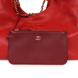 Chanel Small CC Cabas Hobo Bag Dark Red Shiny Calfskin Gold Hardware - Thumbnail View 7