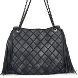 Chanel Paris-Dallas "Into the Fringe" Hobo Bag Navy Blue Distressed Calfskin Aged Ruthenium Hardware - Thumbnail View 4