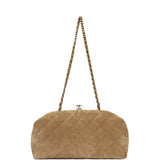 Chanel Large Clutch with Chain Dark Beige Suede Gold Hardware - Thumbnail View 7