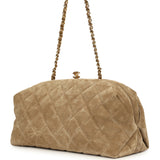 Chanel Large Clutch with Chain Dark Beige Suede Gold Hardware - Thumbnail View 5