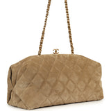 Chanel Large Clutch with Chain Dark Beige Suede Gold Hardware - Thumbnail View 2