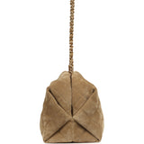 Chanel Large Clutch with Chain Dark Beige Suede Gold Hardware - Thumbnail View 3