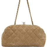Chanel Large Clutch with Chain Dark Beige Suede Gold Hardware - Thumbnail View 4