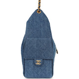 Chanel Medium 25 Hobo Bag Blue Washed Denim Antique Gold Hardware - Thumbnail View 3