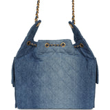 Chanel Medium 25 Hobo Bag Blue Washed Denim Antique Gold Hardware - Thumbnail View 4