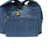 Chanel Medium 25 Hobo Bag Blue Washed Denim Antique Gold Hardware - Thumbnail View 8