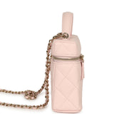 Chanel Top Handle Long Vanity Case with Chain Light Pink Shiny Caviar Light Gold Hardware - Thumbnail View 3