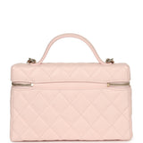 Chanel Top Handle Long Vanity Case with Chain Light Pink Shiny Caviar Light Gold Hardware - Thumbnail View 4