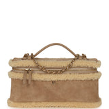 Chanel Top Handle Long Vanity Case with Chain Beige Suede, Shearling Gold Hardware - Thumbnail View 1