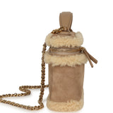 Chanel Top Handle Long Vanity Case with Chain Beige Suede, Shearling Gold Hardware - Thumbnail View 3