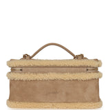 Chanel Top Handle Long Vanity Case with Chain Beige Suede, Shearling Gold Hardware - Thumbnail View 4