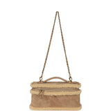Chanel Top Handle Long Vanity Case with Chain Beige Suede, Shearling Gold Hardware - Thumbnail View 7