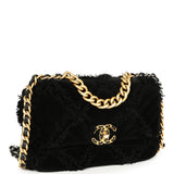 Chanel Medium 19 Flap Bag Black Velvet, Tweed Mixed Metal Hardware - Thumbnail View 2