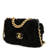 Chanel Medium 19 Flap Bag Black Velvet, Tweed Mixed Metal Hardware - Thumbnail View 5