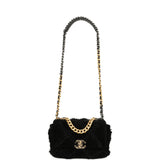 Chanel Medium 19 Flap Bag Black Velvet, Tweed Mixed Metal Hardware - Thumbnail View 7