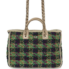 Chanel Large "Furry Tweed" Shopping Bag Multicolored Tweed, Light Beige Calfskin Light Gold Hardware