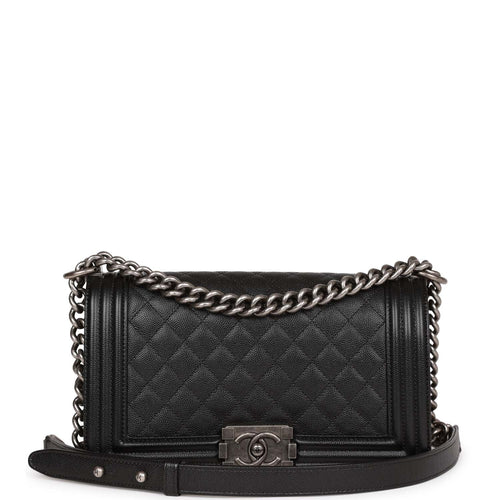 Chanel Medium Boy Bag Black Caviar Ruthenium Hardware