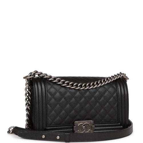 Chanel Medium Boy Bag Black Caviar Ruthenium Hardware