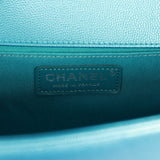 Chanel Medium Boy Bag Metallic Blue Caviar Ruthenium Hardware