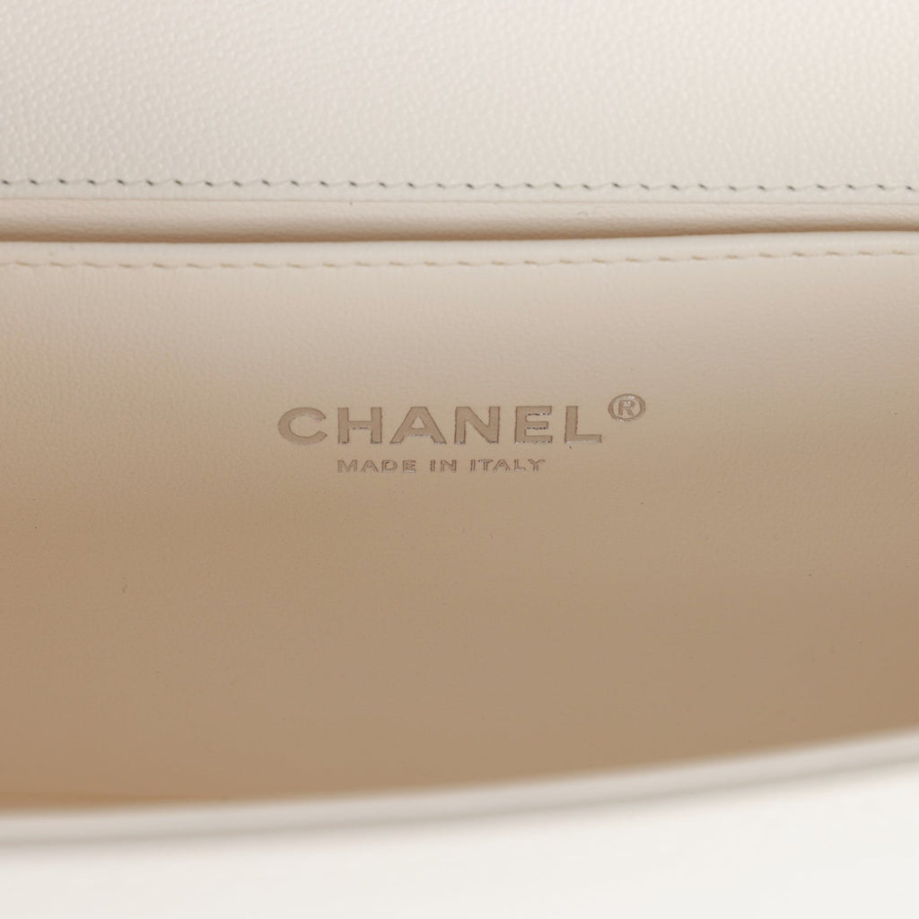 Chanel Medium Boy Bag White Caviar Aged Silver Hardware – Madison Avenue  Couture