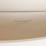 Chanel Medium Boy Bag White Caviar Aged Silver Hardware