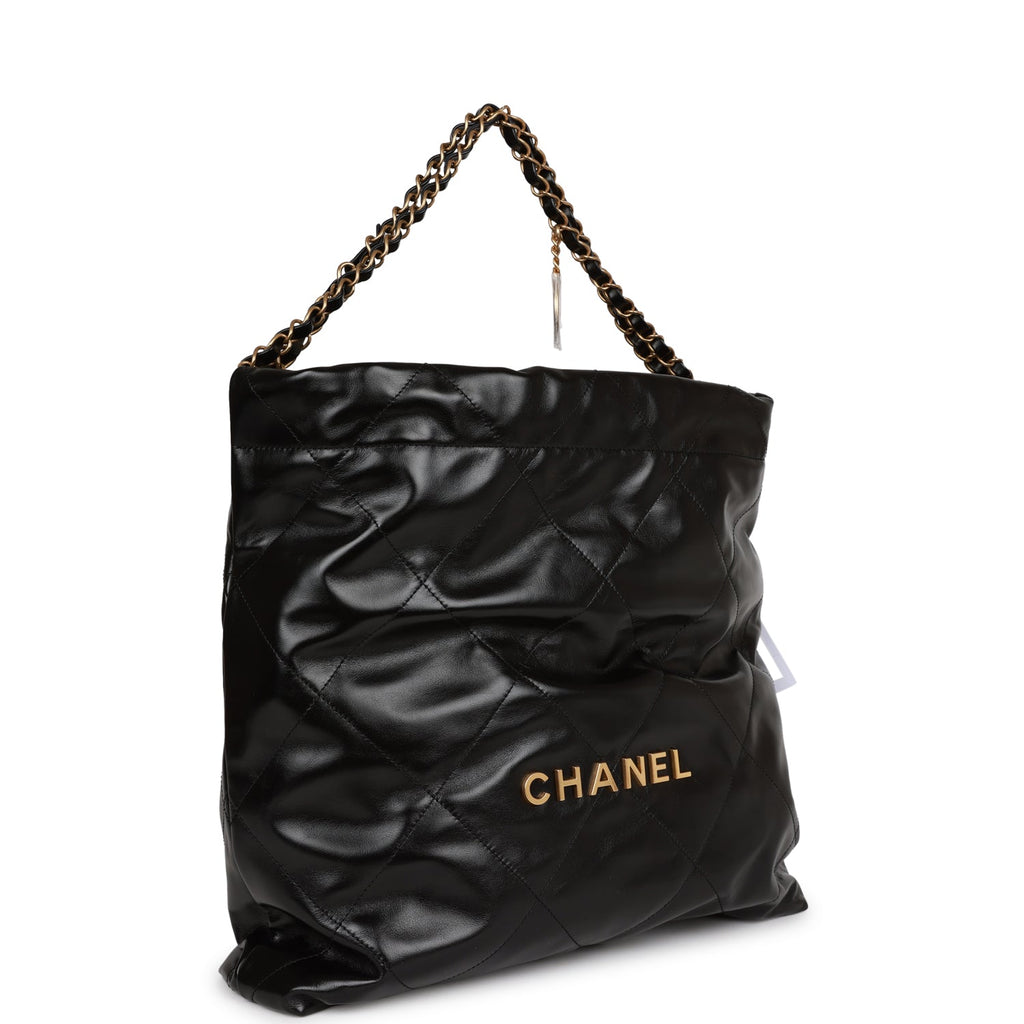 CHANEL 22 BAG BLACK and ECRU Tweed with Gold-Tone Hardware at 1stDibs