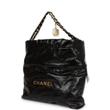 Chanel Black, White, And Rainbow Tweed 22 Tote Aged Gold Hardware