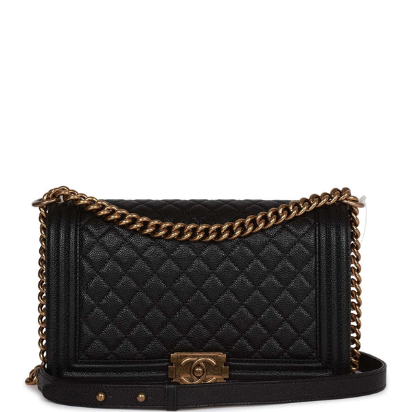 CHANEL Caviar Quilted Small Boy Messenger Bag Black | FASHIONPHILE
