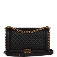 Chanel Old Medium Quilted Boy Bag Grey Caviar Gold Hardware – Coco