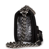 Pre-owned Chanel Small Boy Bag Black Suede and Silver Python Silver Hardware