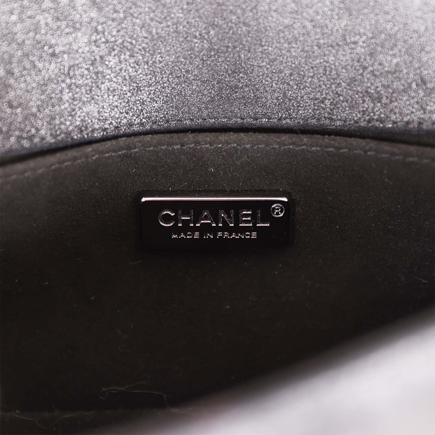 Pre-owned Chanel Small Boy Bag Black Suede and Silver Python Silver Ha