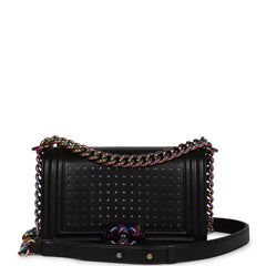 Chanel LED Small Boy Bag Black Lambskin Rainbow Hardware