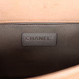 Pre-owned Chanel Medium Boy Bag Metallic Rose Gold Lambskin Silver Hardware