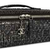 Chanel Vanity Case Black Metallic Python Silver Hardware