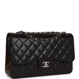 Chanel Jumbo Classic Double Flap Bag Black Caviar Silver Hardware