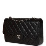 Chanel Jumbo Classic Double Flap Bag Black Caviar Silver Hardware