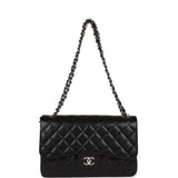 Chanel Jumbo Classic Double Flap Bag Black Caviar Silver Hardware