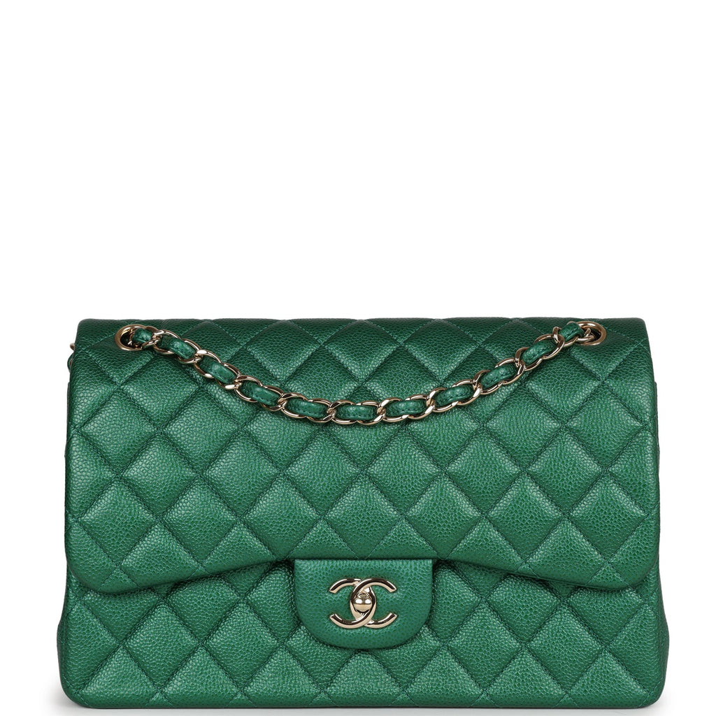 Chanel 18S Metallic Emerald Green Wallet On Chain