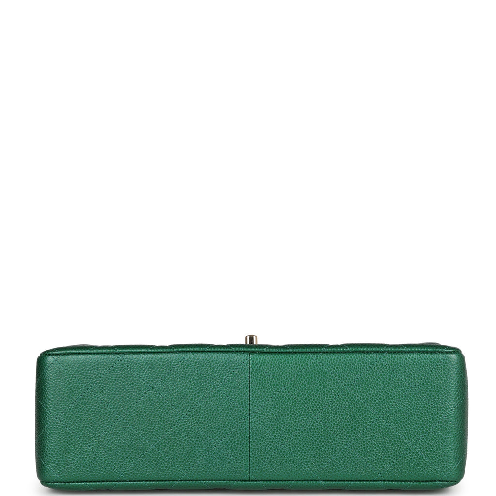 Pre-owned Chanel Jumbo Classic Double Flap Bag Emerald Green