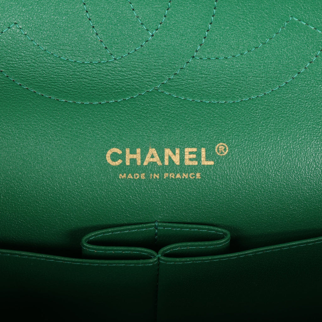 Chanel Olive Green Jumbo Double Flap Shoulder Bag With Card at 1stDibs
