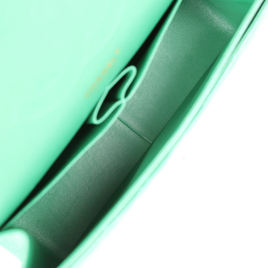 Emerald Green Quilted Lambskin Medium Classic Double Flap Ruthenium  Hardware, 2017