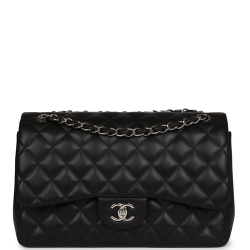 Pre-owned Chanel Jumbo Classic Double Flap Black Lambskin Silver Hardware
