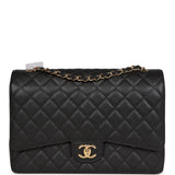 Chanel Maxi Classic Double Flap Black Caviar Gold Hardware